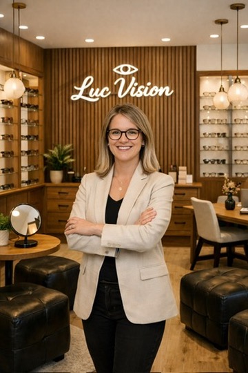 Lucie Delvaux opticienne styliste Luc Vision conseil lunettes Bruxelles